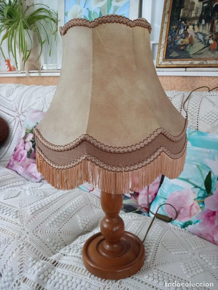 Vintage: LAMPARA MADERA TULIPA DE PIEL - Foto 10