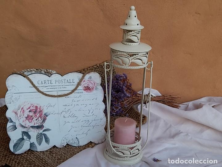 Vintage: Farol de metal blanco crudo - Foto 1