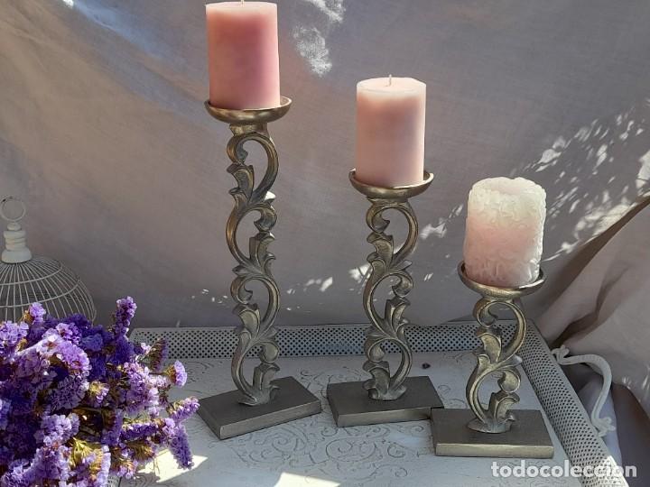 Vintage: 3 candeleros de metal - Foto 1