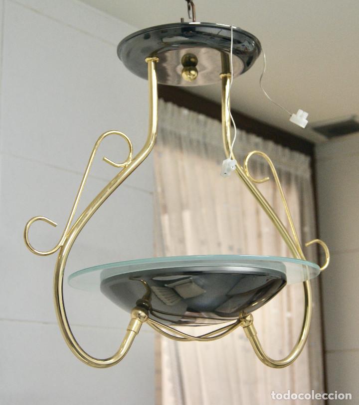 Vintage: lampara de techo oro, grafitoy cristal - Foto 3