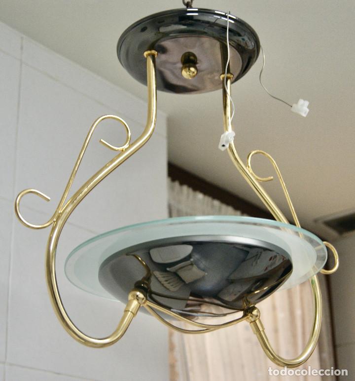Vintage: lampara de techo oro, grafitoy cristal - Foto 5
