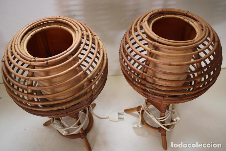 Vintage: lamparas de mesa de mimbre - Foto 3