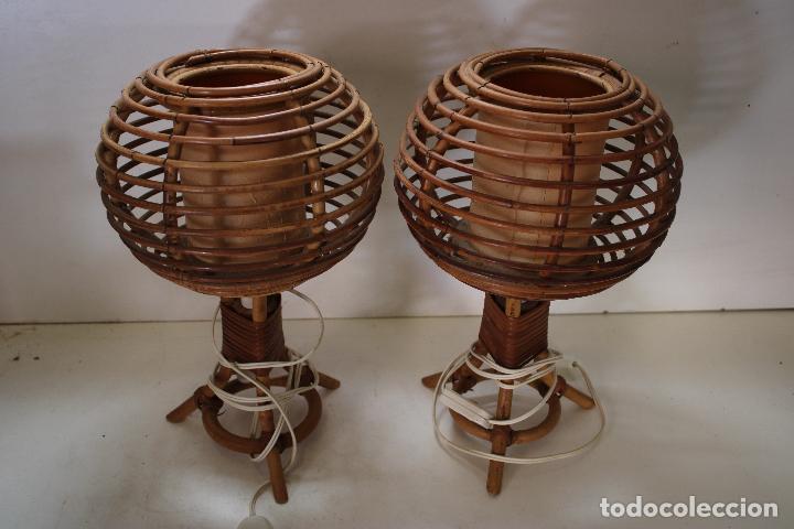 Vintage: lamparas de mesa de mimbre - Foto 1