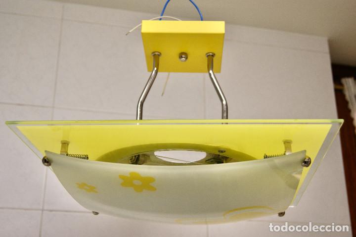 Vintage: lampara de techo amarillo, cromo, blanco y cristal - Foto 1