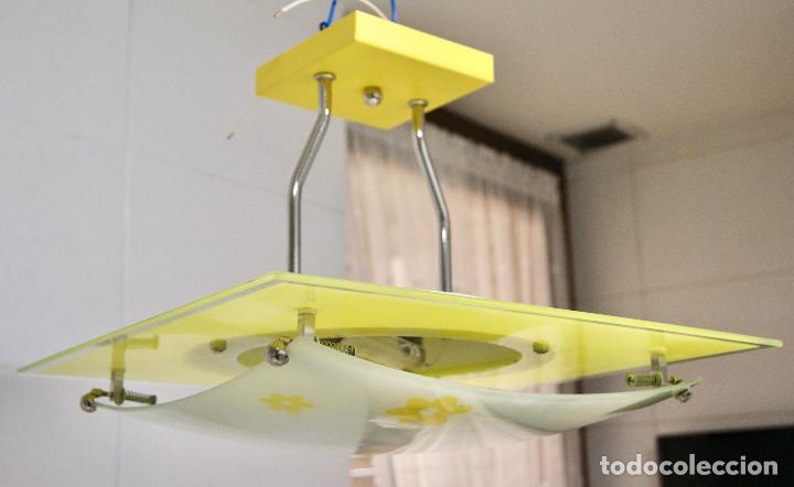 Vintage: lampara de techo amarillo, cromo, blanco y cristal - Foto 3