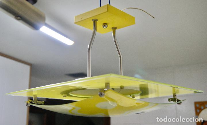 Vintage: lampara de techo amarillo, cromo, blanco y cristal - Foto 4
