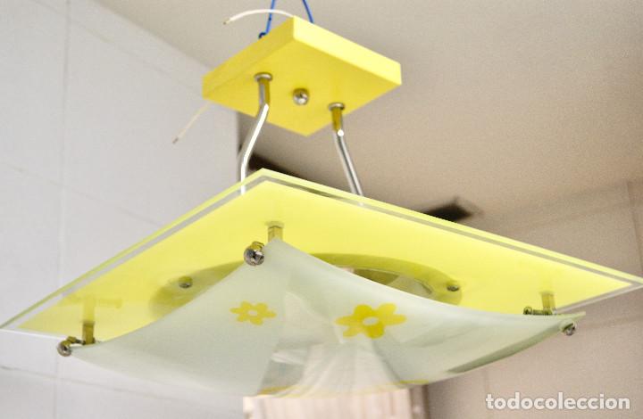 Vintage: lampara de techo amarillo, cromo, blanco y cristal - Foto 5