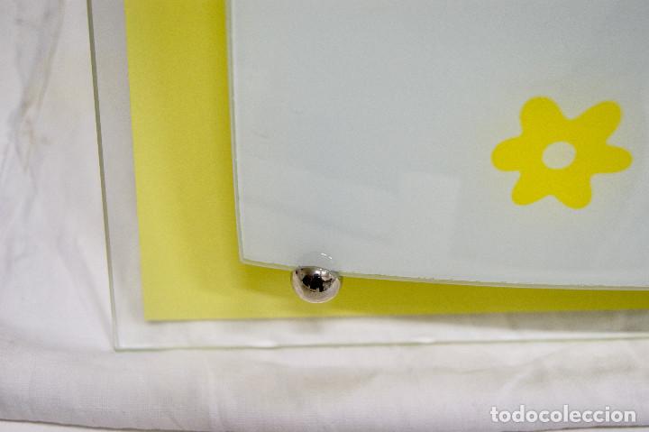 Vintage: aplique/plaf&oacute;n amarillo, blanco y cristal - Foto 4