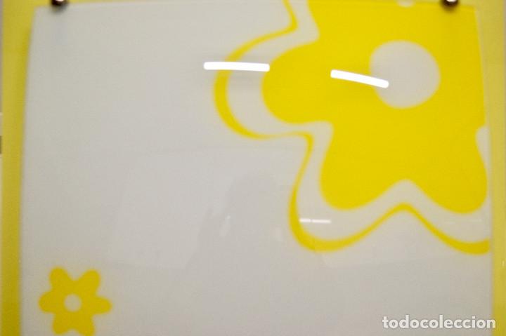 Vintage: aplique/plaf&oacute;n amarillo, blanco y cristal - Foto 8