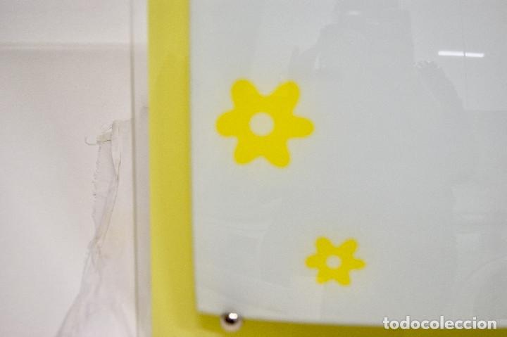 Vintage: aplique/plaf&oacute;n amarillo, blanco y cristal - Foto 9