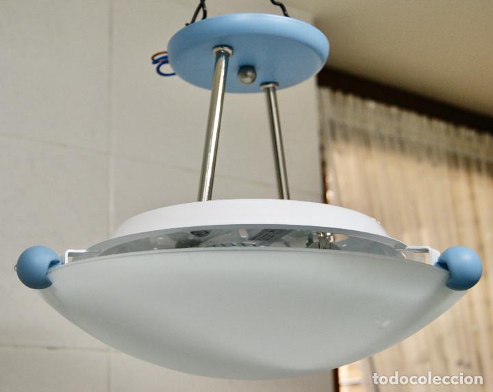 Vintage: lampara de techo azul, cromo y blanco - Foto 3