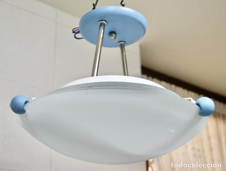 Vintage: lampara de techo azul, cromo y blanco - Foto 5