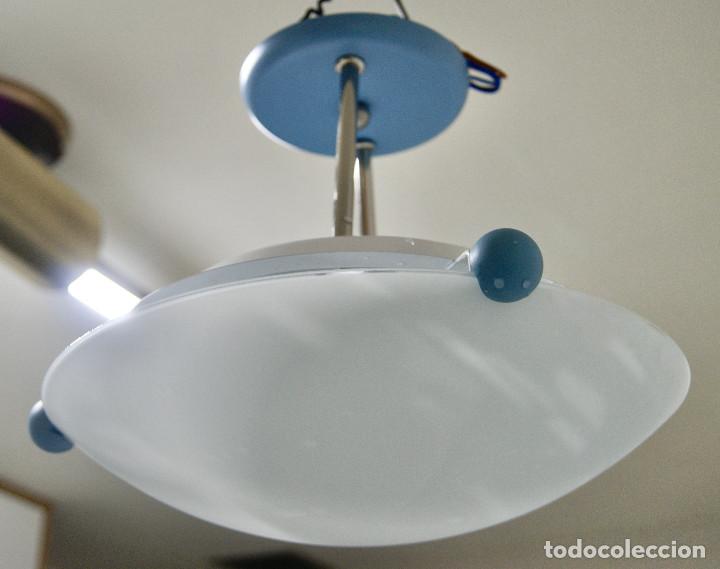 Vintage: lampara de techo azul, cromo y blanco - Foto 6