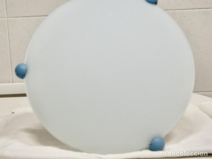Vintage: aplique/plaf&oacute;n azul y cristal - Foto 2