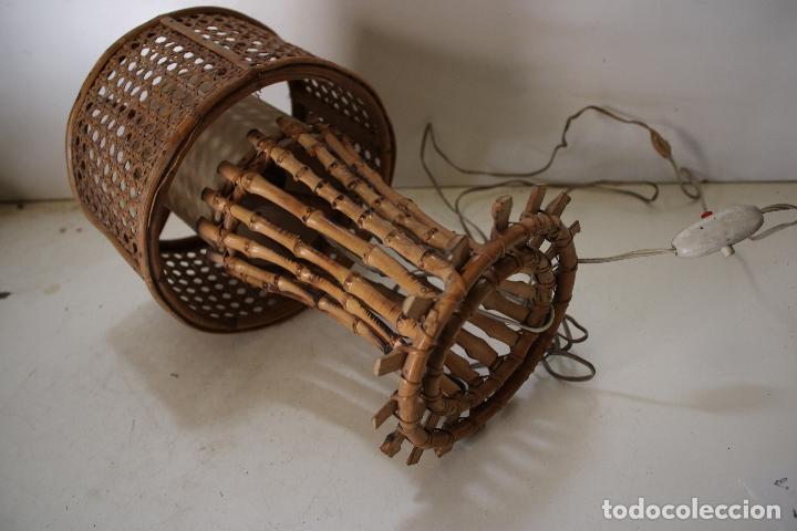 Vintage: lampara de mesa de mimbre - Foto 5