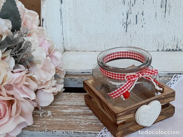 Vintage: Portavela madera y cristal - Foto 2