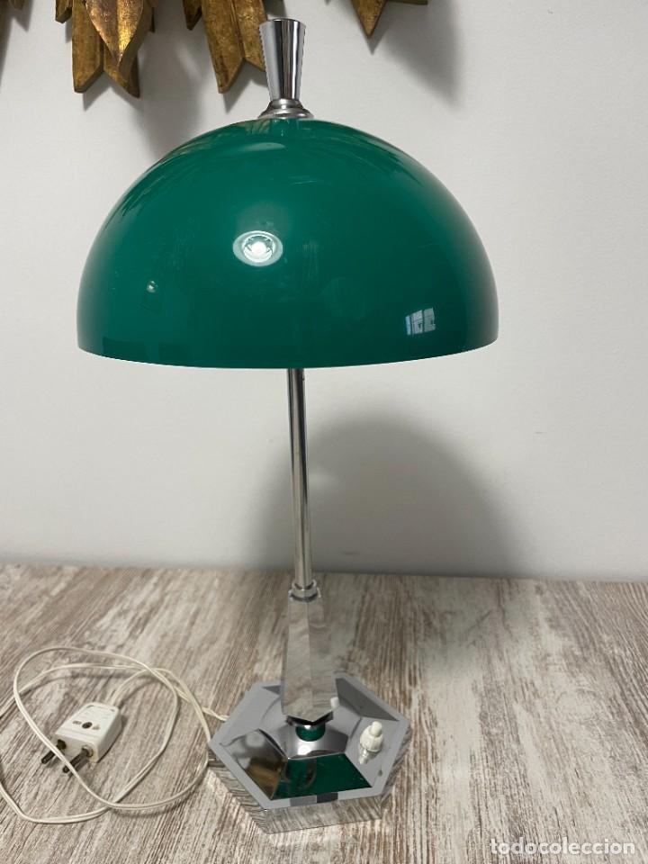 Vintage: LAMPARA MESA SETA VERDE PLASTICO - Foto 4