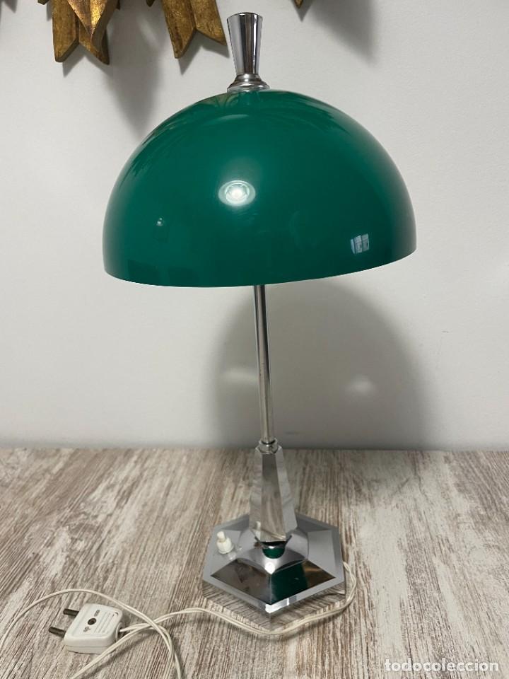 Vintage: LAMPARA MESA SETA VERDE PLASTICO - Foto 5