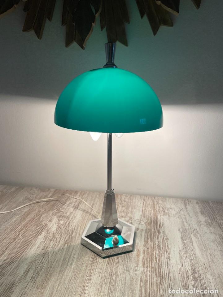 Vintage: LAMPARA MESA SETA VERDE PLASTICO - Foto 8