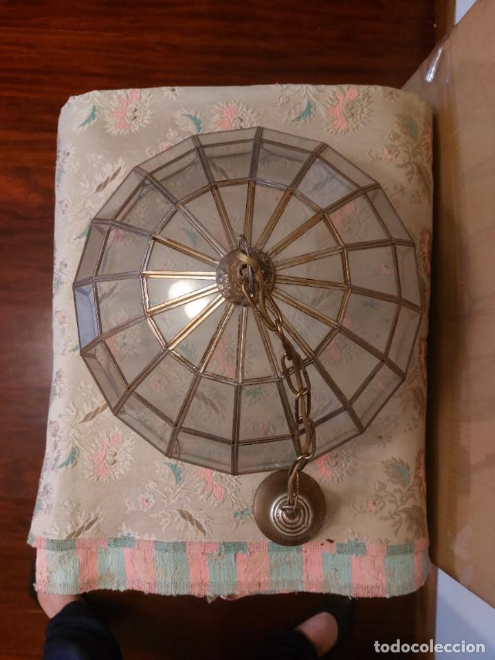 Vintage: L&aacute;mpara de lat&oacute;n y cristal - Foto 4