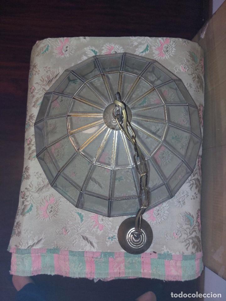 Vintage: L&aacute;mpara de lat&oacute;n y cristal - Foto 7