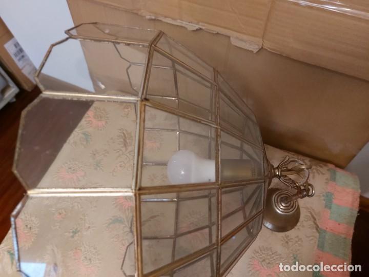 Vintage: L&aacute;mpara de lat&oacute;n y cristal - Foto 8