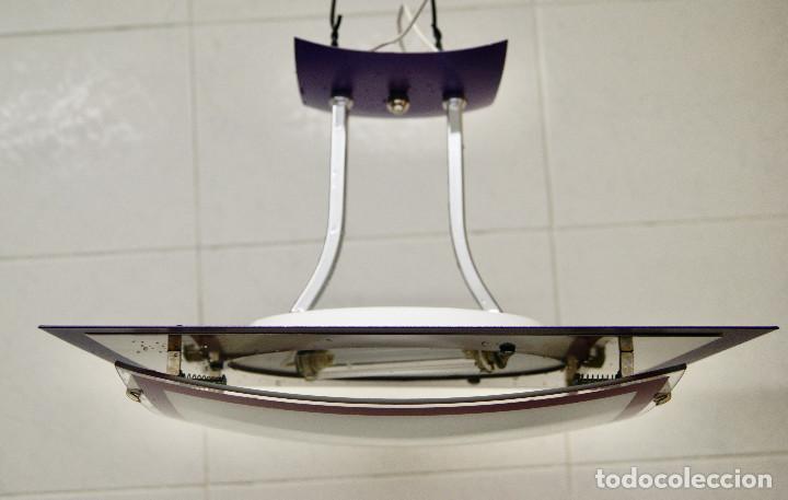 Vintage: lampara de techo morado, plata, blanco y cristal - Foto 2