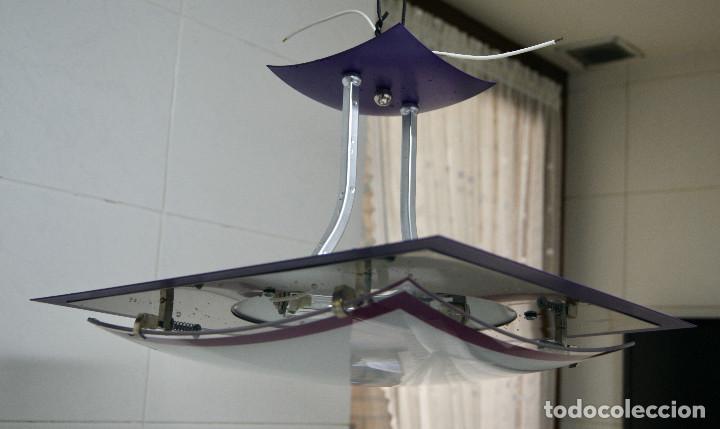 Vintage: lampara de techo morado, plata, blanco y cristal - Foto 3