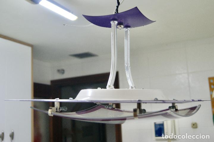 Vintage: lampara de techo morado, plata, blanco y cristal - Foto 4