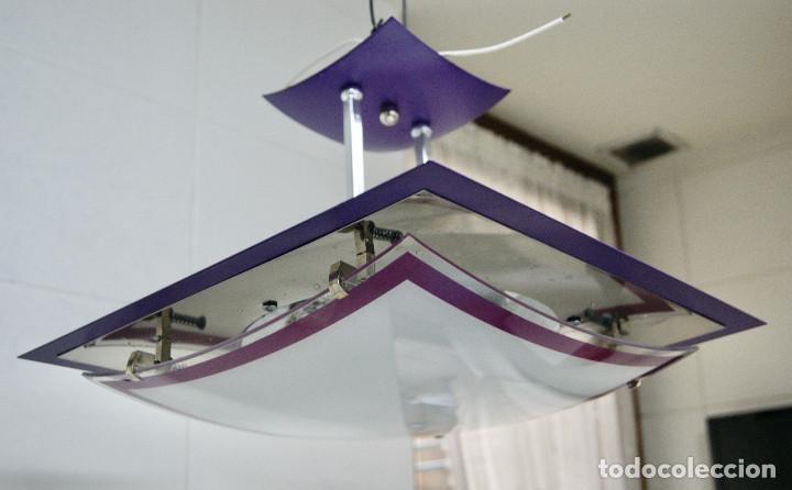Vintage: lampara de techo morado, plata, blanco y cristal - Foto 5