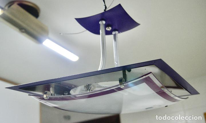 Vintage: lampara de techo morado, plata, blanco y cristal - Foto 6
