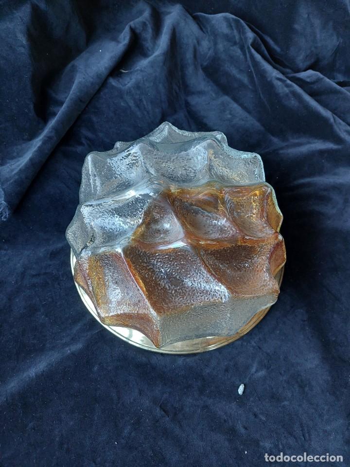 Vintage: Plafon de cristal corrugado y metal - Foto 3