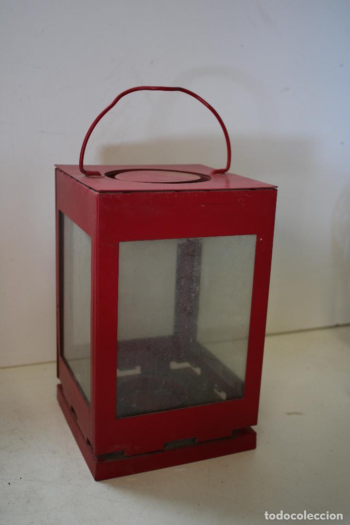 Vintage: farol rojo de metal con cristales - Foto 4