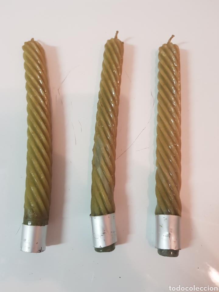 Vintage: Lote 3 velas de cera antiguas - Foto 1