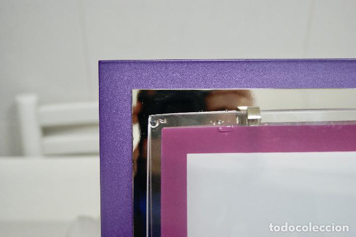 Vintage: aplique/plaf&oacute;n morado cromo blanco y cristal - Foto 4
