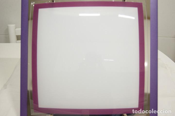 Vintage: aplique/plaf&oacute;n morado cromo blanco y cristal - Foto 9
