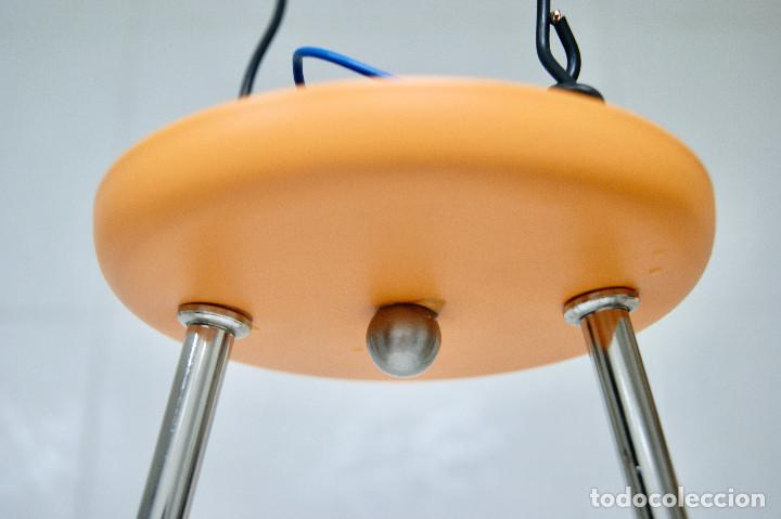 Vintage: lampara de techo naranja cromo blanco y cristal - Foto 12