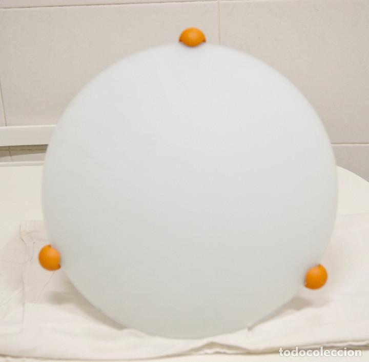Vintage: aplique/plaf&oacute;n naranja blanco y cristal - Foto 1