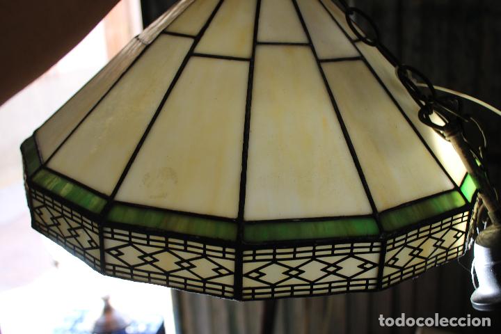 Vintage: lampara de techo con plomada y cristales de color - Foto 1