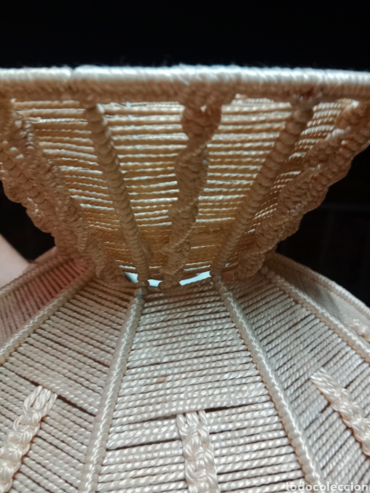 Vintage: L&aacute;mpara de macram&eacute; - material perl&eacute; - Foto 5