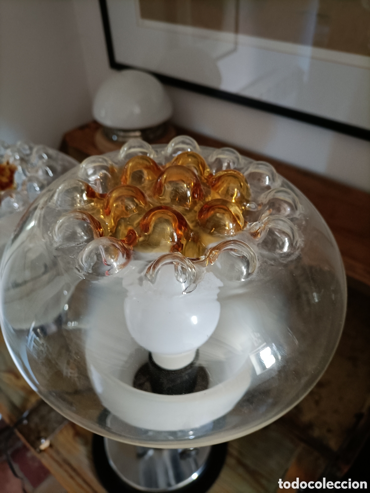 Vintage: L&aacute;mpara de mesa de cristal de Murano - Foto 2