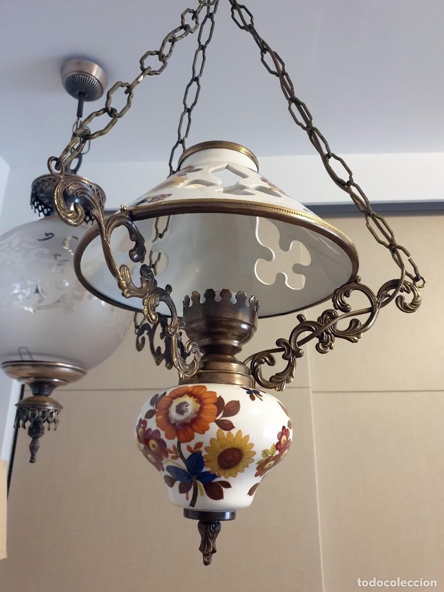 Vintage: L&Aacute;MPARA DE TECHO DE CER&Aacute;MICA TIPO QUINQU&Eacute; - Foto 3
