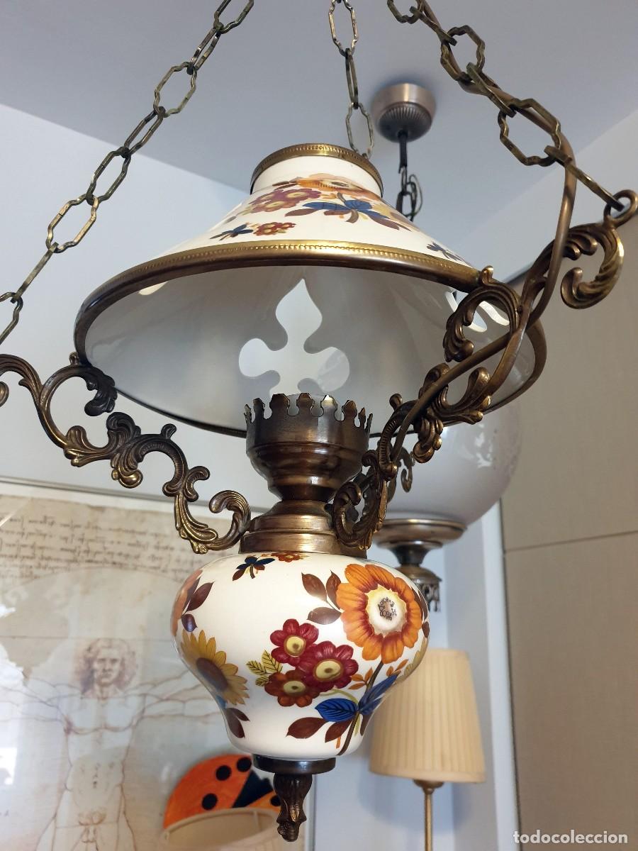 Vintage: L&Aacute;MPARA DE TECHO DE CER&Aacute;MICA TIPO QUINQU&Eacute; - Foto 4