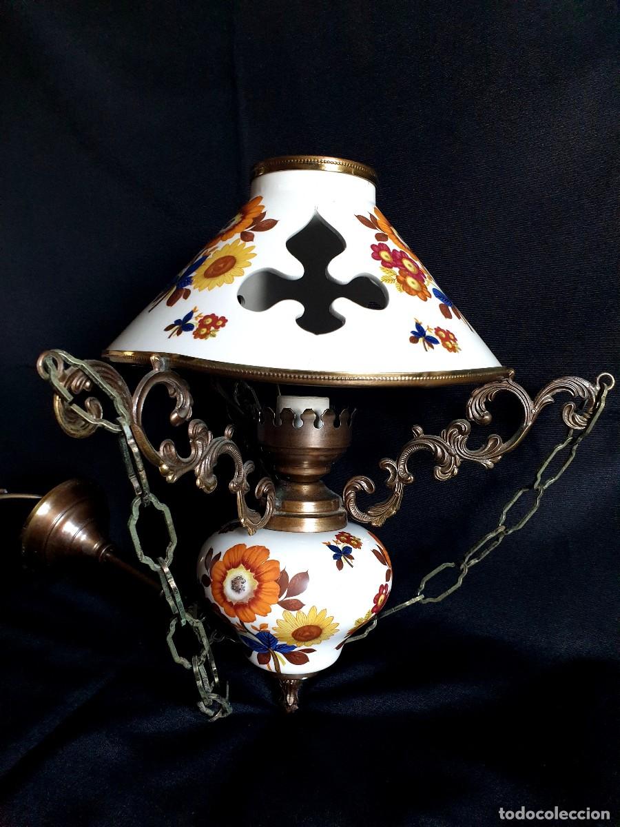 Vintage: L&Aacute;MPARA DE TECHO DE CER&Aacute;MICA TIPO QUINQU&Eacute; - Foto 5