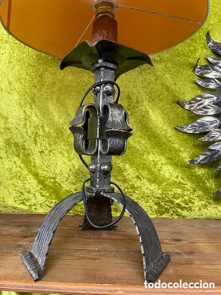 Vintage: L&aacute;mpara sobre mesa hierro - Foto 2
