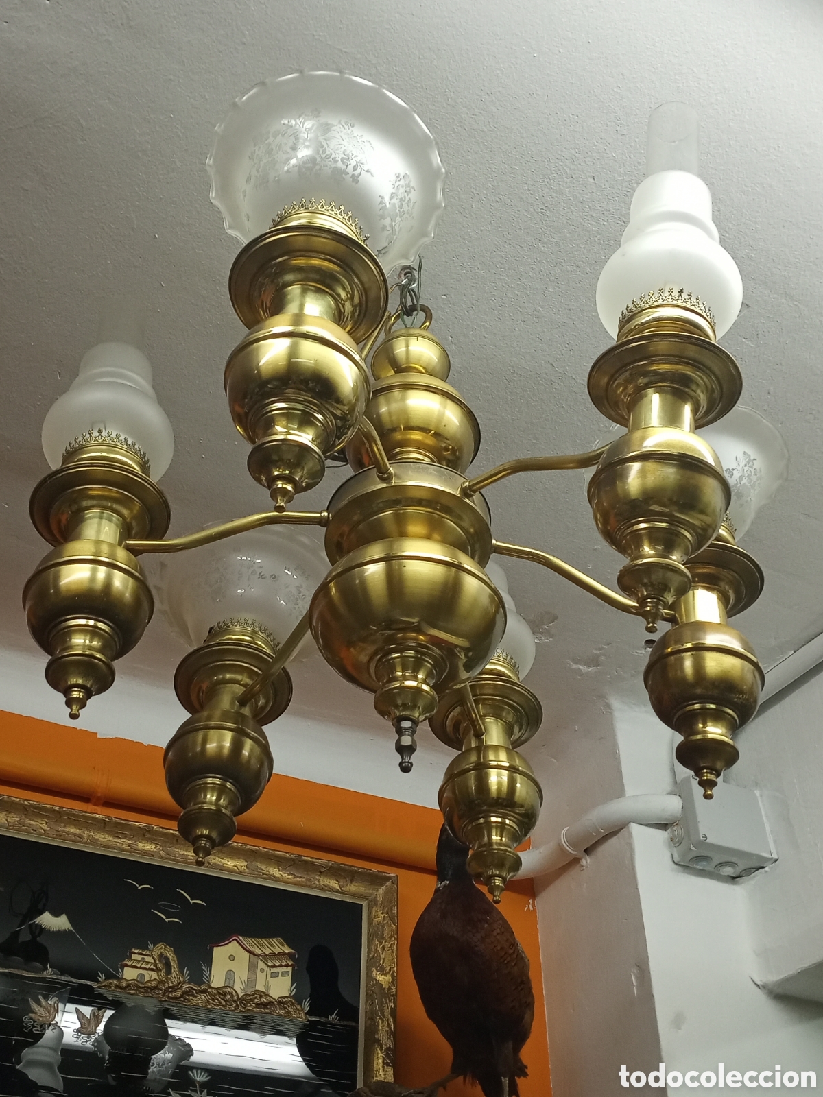 Vintage: Lampara Vitage de Laton - Foto 3