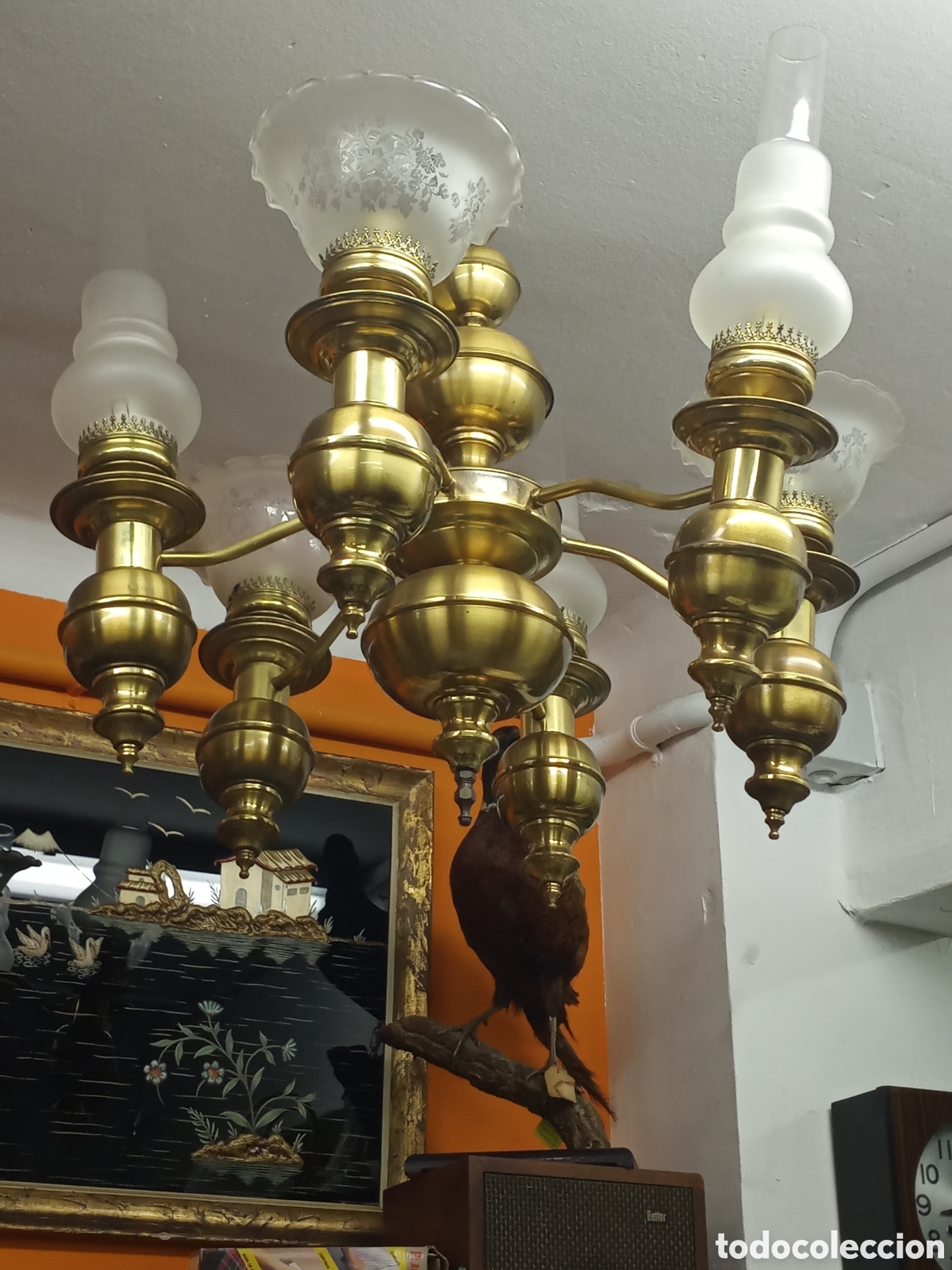 Vintage: Lampara Vitage de Laton - Foto 4