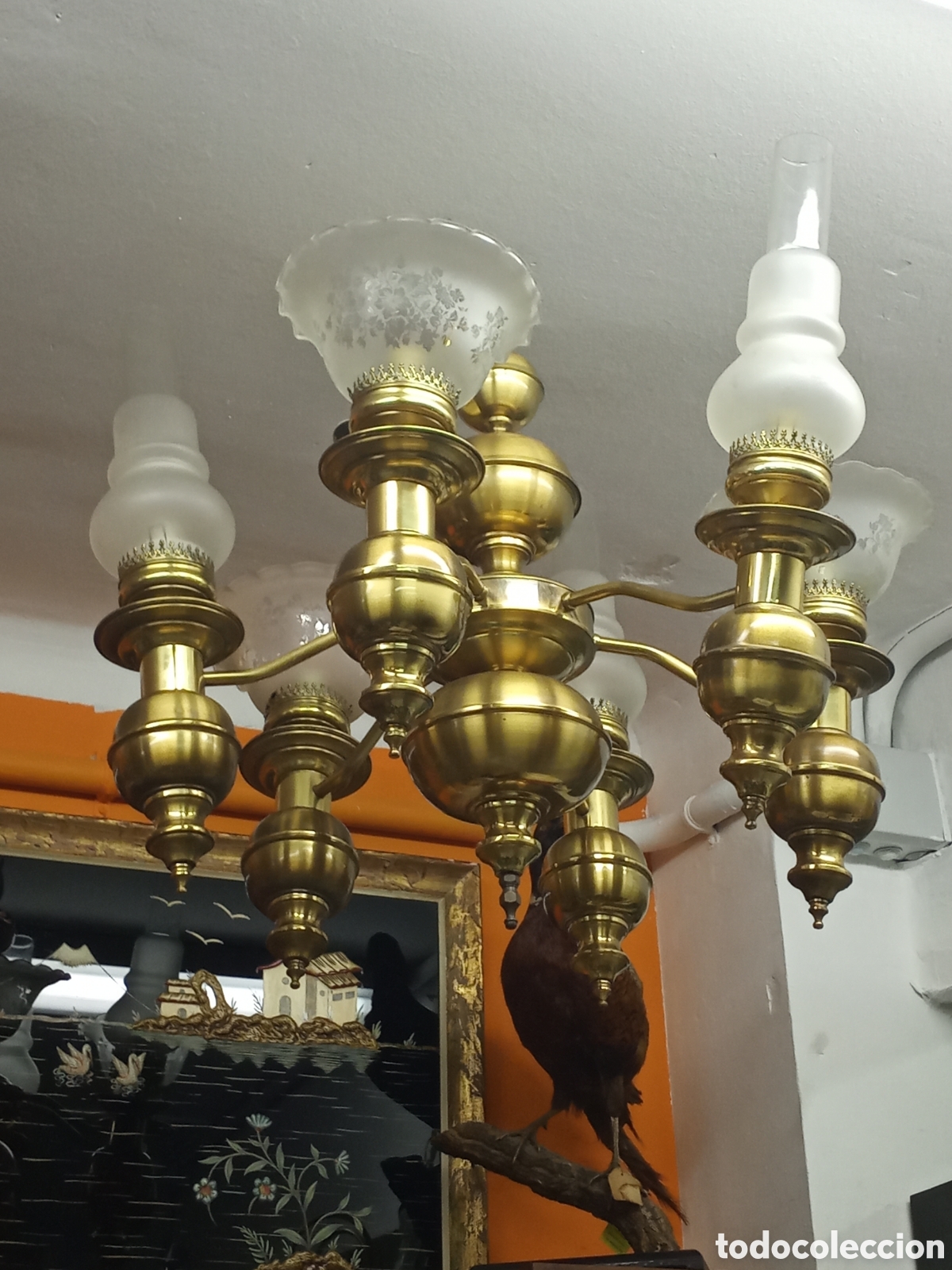 Vintage: Lampara Vitage de Laton - Foto 1