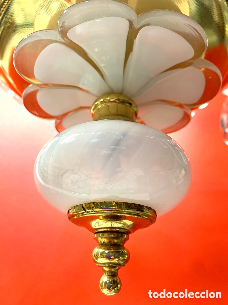 Vintage: CHANDELIER FLORES BLANCAS DE MURANO - Foto 9