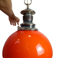 Vintage: ENORME LAMPARA VINTAGE CON OPALINA NARANJA